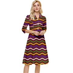 Multicolor Wave Pattern Classy Knee Length Dress by ytdream