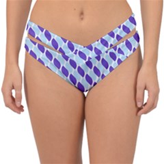 White Blue Pattern Double Strap Halter Bikini Bottoms by ytdream