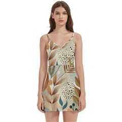 Leaves Pattern Flower Floral Flora Body Wrap Sleeveless V-neck Mini Dress by Bedest