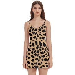 Leopard Skin Pattern Body Wrap Sleeveless V-neck Mini Dress by Bedest