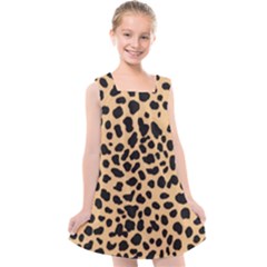 Leopard Skin Pattern Kids  Cross Back Dress by Bedest