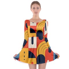 Abstract Pattern Long Sleeve Skater Dress by Bedest