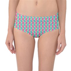 Yellow Blue Pattern Mid-waist Bikini Bottoms by ytdream