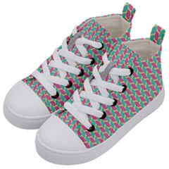 Yellow Blue Pattern Kids  Mid-top Canvas Sneakers by ytdream