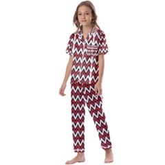 A Red And Black Zigzag Pattern On A White Background Kids  Satin Short Sleeve Pajamas Set by catchydesignhill