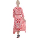 A Red And White Image Of A Pattern On A White Background Quarter Sleeve Wrap Front Maxi Dress View2