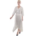 A White Background With A Brown Pattern On It Quarter Sleeve Wrap Front Maxi Dress View1