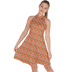 Diamond Dollar Sign Pattern Sleeveless Halter Neck A-line Dress by ExtraAwesomeSauce