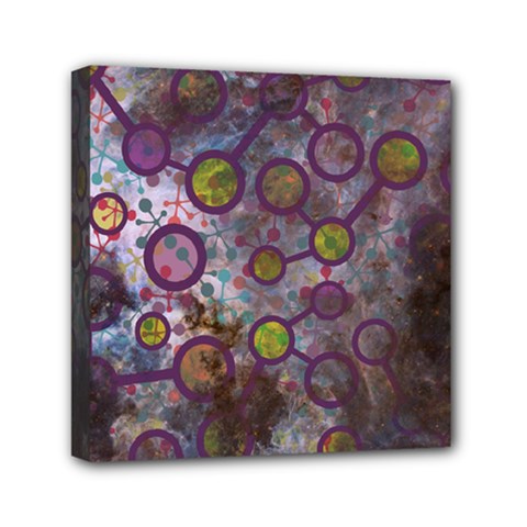 Abstract Molecular Space Art Mini Canvas 6  X 6  (stretched) by ExtraGoodSauce