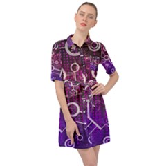 Cosmic Network Geometric Art Belted Shirt Dress by ExtraAwesomeSauce