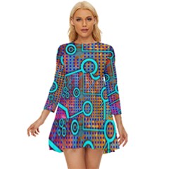 Abstract Tech Galaxy Design Long Sleeve Babydoll Dress by ExtraAwesomeSauce