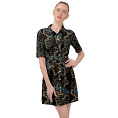 Multicolored Dna Strand Art Belted Shirt Dress by ExtraAwesomeSauce