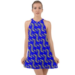 Eye Of Horus Pattern Halter Tie Back Chiffon Dress by ExtraAwesomeSauce