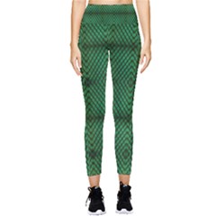 Green Diamond Grid Pattern Pocket Leggings  by ExtraAwesomeSauce