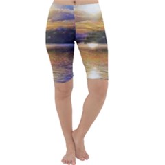 Serene Sunset Over Water Cropped Leggings  by ExtraAwesomeSauce