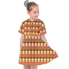 Gradient Lion Head Pattern Kids  Sailor Dress by ExtraAwesomeSauce