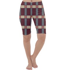 Modern Art Geometric Pattern In Red Hues Cropped Leggings  by ExtraAwesomeSauce