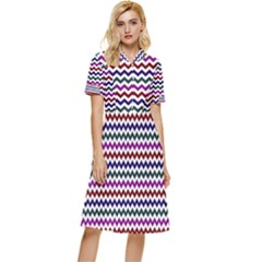 Chevron Pattern Button Top Knee Length Dress by ytdream