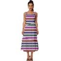 Chevron Pattern Square Neckline Tiered Midi Dress View1