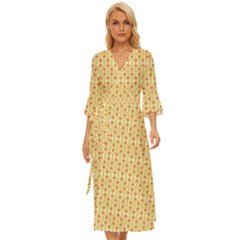 A Yellow And White Background With An Intricate Design Midsummer Wrap Dress by catchydesignhill