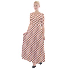 An Orange And White Geometric Pattern Half Sleeves Maxi Dress by catchydesignhill