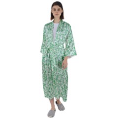 A Green And White Background With Small White Dots Maxi Satin Kimono by catchydesignhill