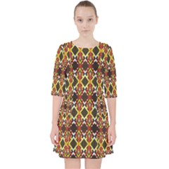 Colorful Geometric Pattern Design Quarter Sleeve Pocket Dress by ExtraAwesomeSauce