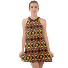 Colorful Geometric Pattern Design Halter Tie Back Chiffon Dress by ExtraAwesomeSauce