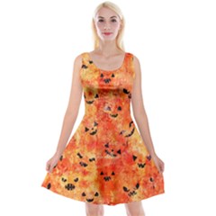 Carved Pumpkin Faces Reversible Velvet Sleeveless Dress by kyorashop23