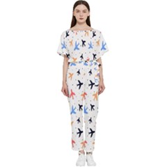 Cute Airplanes Planes Batwing Lightweight Chiffon Jumpsuit by ConteMonfrey
