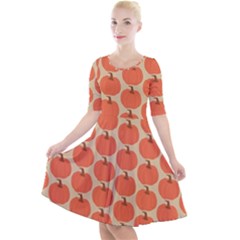 Cute Pumpkin Quarter Sleeve A-line Dress With Pockets by ConteMonfrey