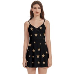 Little Stars Pattern Body Wrap Sleeveless V-neck Mini Dress by ConteMonfrey