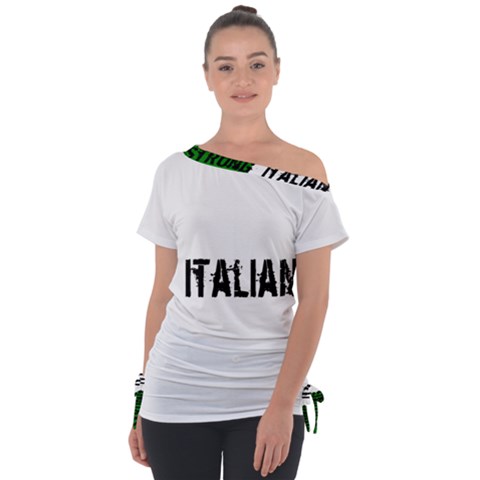 Strong Italian Energy Off Shoulder Tie-up T-shirt by ConteMonfrey