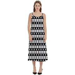 Black And White Circles Pattern Casual Spaghetti Strap Midi Dress by ytdream