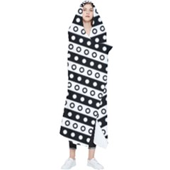 Black And White Circles Pattern Wearable Blanket by ytdream