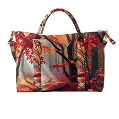 Forest Path Red Nature Carry-on Travel Shoulder Bag by Bedest