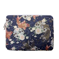 Japanese Wave Koi Illustration Pattern 13  Vertical Laptop Sleeve Case With Pocket by Ndabl3x