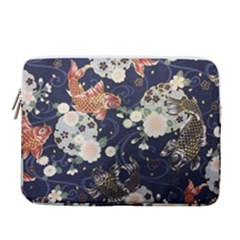 Japanese Wave Koi Illustration Pattern 14  Vertical Laptop Sleeve Case With Pocket by Ndabl3x