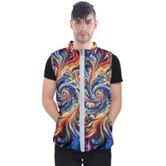 Colorful Motion Abstract Art Men s Puffer Vest by ExtraGoodSauce