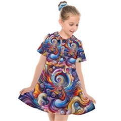 Dynamic Color Vortex Kids  Short Sleeve Shirt Dress by ExtraAwesomeSauce