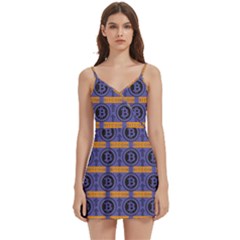 Bitcoin Logo Pattern Body Wrap Sleeveless V-neck Mini Dress by ExtraAwesomeSauce