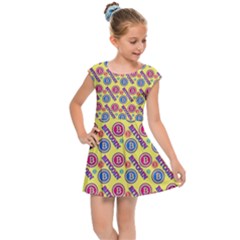 Colorful Bitcoin Pattern Kids  Cap Sleeve Dress by ExtraAwesomeSauce