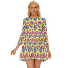 Colorful Bitcoin Pattern Long Sleeve Babydoll Dress by ExtraAwesomeSauce