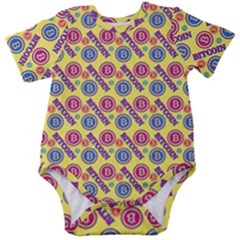 Colorful Bitcoin Pattern Baby Short Sleeve Bodysuit by ExtraAwesomeSauce