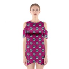 Calavera Cat Art Pattern Shoulder Cutout One Piece Dress by ExtraAwesomeSauce