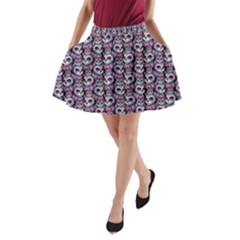 Sugar Skull Cat Pattern A-line Pocket Skirt by ExtraAwesomeSauce