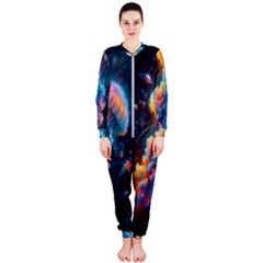 Cosmic Jellyfish Artwork Onepiece Jumpsuit (ladies) by ExtraGoodSauce