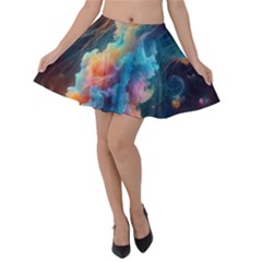 Cosmic Jellyfish Artwork Velvet Skater Skirt by ExtraGoodSauce