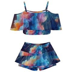 Cosmic Jellyfish Artwork Kids  Off Shoulder Skirt Bikini by ExtraAwesomeSauce