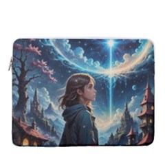 Enchanting Fantasy Night Sky Scene 15  Vertical Laptop Sleeve Case With Pocket by ExtraAwesomeSauce